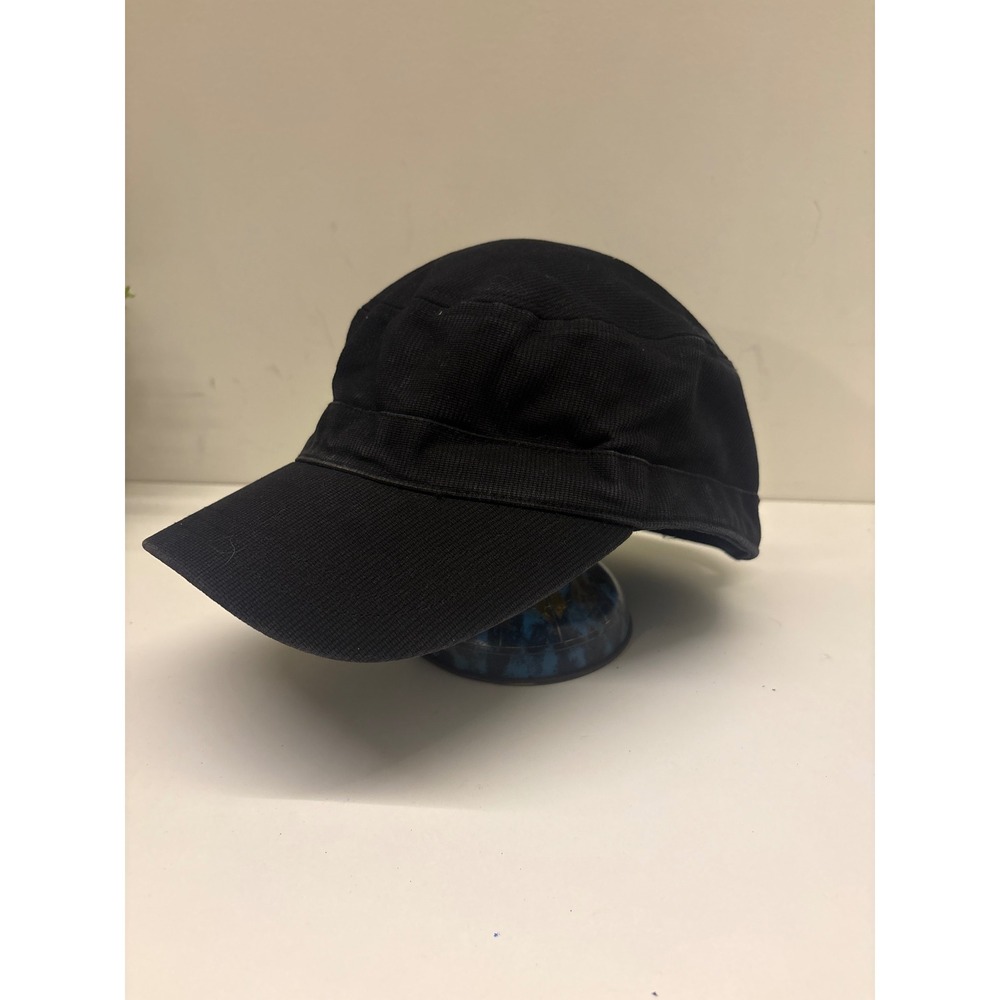 Black Courdery Military Cadet Hat Flat Top Adjustable Cap
